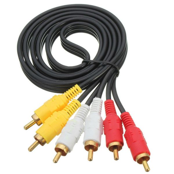 Cavo di estensione audio video TV AV da 6 piedi di arrivo rapido gratuito da 3 RCA a 3 RCA maschio a maschio CA