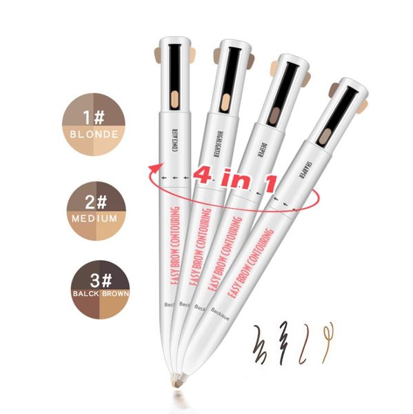 

1pc 4 in 1 eyebrow pencil easy to use rotating pressed eyeliner pen long-lasting waterproof rotary eyebrow makeup pen lip liner tint natural