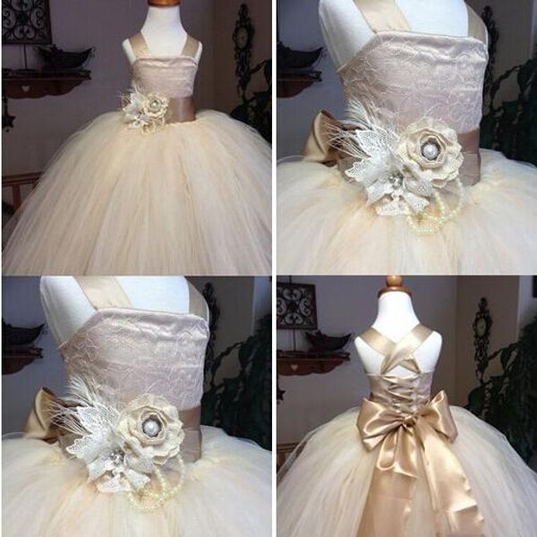 

new lace flower girl dress with flower ball gown party pageant dress for little girls kids/children dress for wedding, White;red