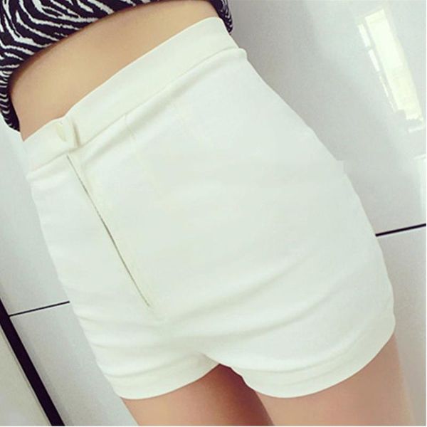 

stretchy solid beach cotton blend casual high waist summer shorts slim fit party women, White;black