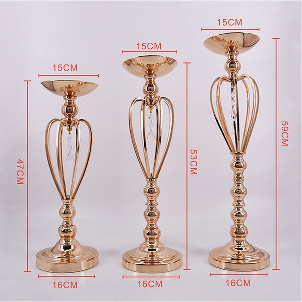 

gold candle holder flower vase rack candlestick wedding decoration table centerpiece event road lead candle stands