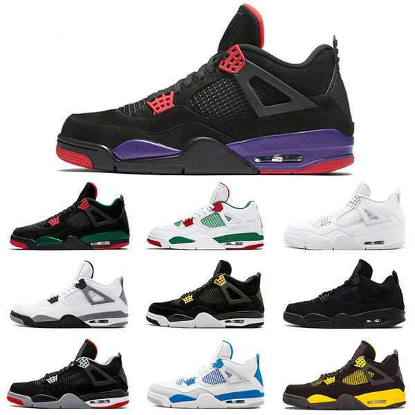 

black white pizzeria 4 4s men basketball shoes raptors royalty pure money fire red bred blue mens sprots shoe sneakers size 40-47 wholesale