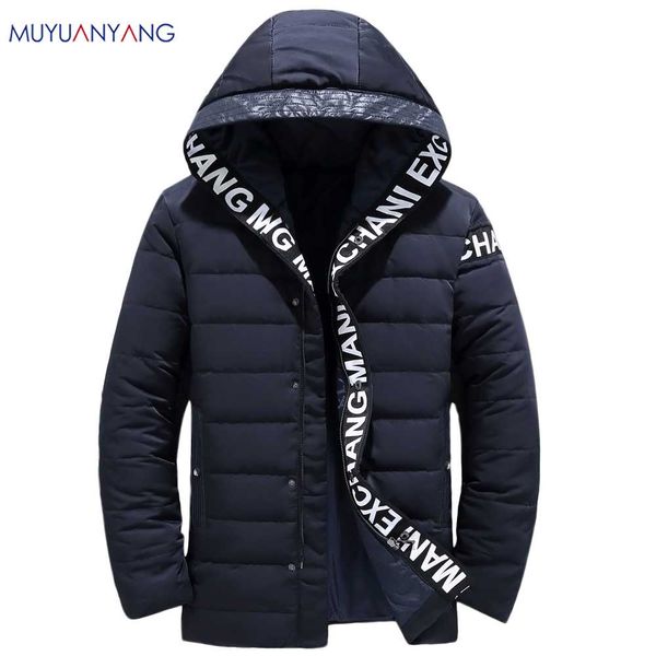

mu yuan yang winter outdoor overalls tooling korean version of the thickening fit casual youth down jacket men's hooded jacket, Black