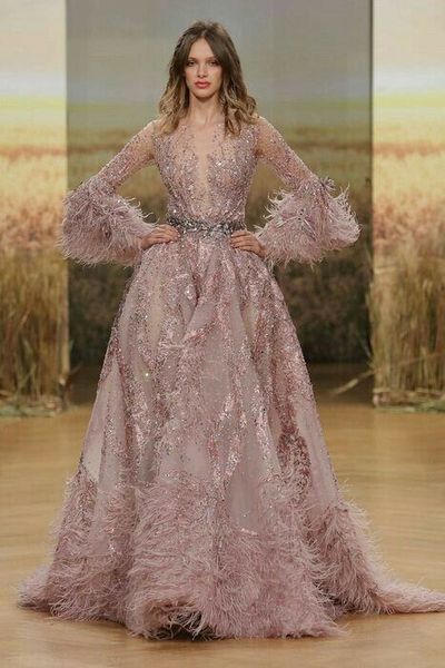 

evening dress ziad naked elie saab yousef aijasmi 2018 puffy sleeve feather ball gownl appliques zuhair murad kylie jenner 93, Red