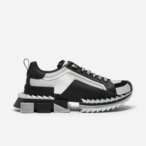 

2020 classic super king designer casual shoes platform for men women lace up trainer napa leather sports shoe rubber bottom, Black