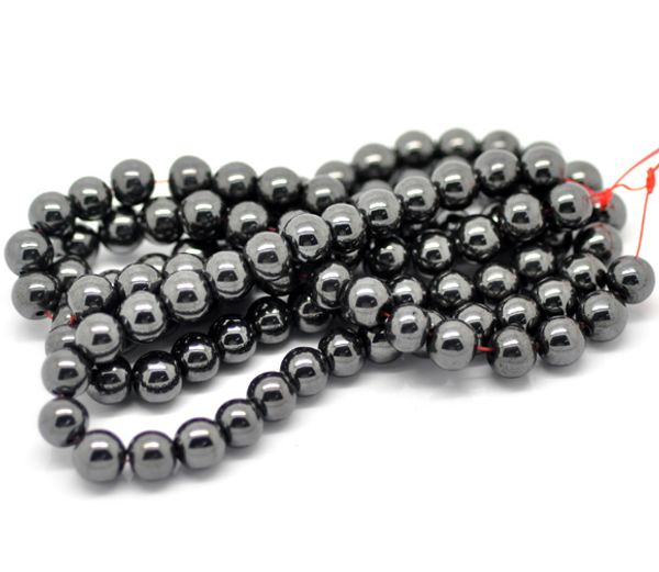 Natural Stone Black Hematite Beads 4 6 8 10 MM 15/" Per Strand Pick Size For Jewe