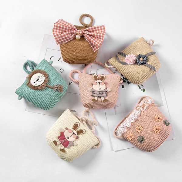 

girls mini handbag handmade straw tote large capacity summer beach shoulder bag party shopping msj99