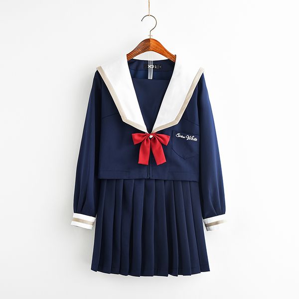 

svitania военно-морского флота японской школе единообразных jk в сейлор костюм школа колледж костюм студентки униформа длинный рукав, White