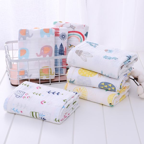 

115*110cm 2 layers muslin baby swaddles blankets 100% cotton breathable newborn bath gauze infant wrap sleep-sack stroller cover