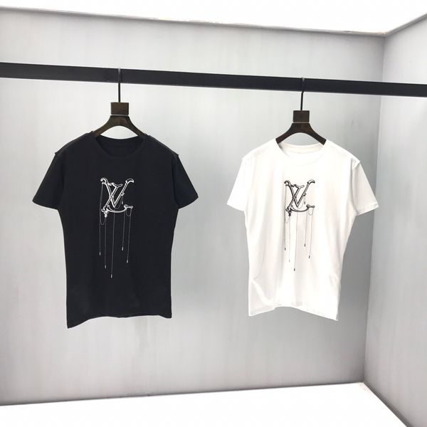 

2020ss spring and summer new high grade cotton printing short sleeve round neck panel t-shirt size: m--xl-xxl-xxxl color: black white qs27