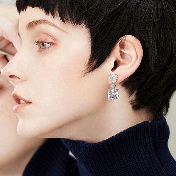 

fashion zircon diamonds gemstones drop earrings for women white gold silver color brincos evening party jewelry accessories, Golden;silver