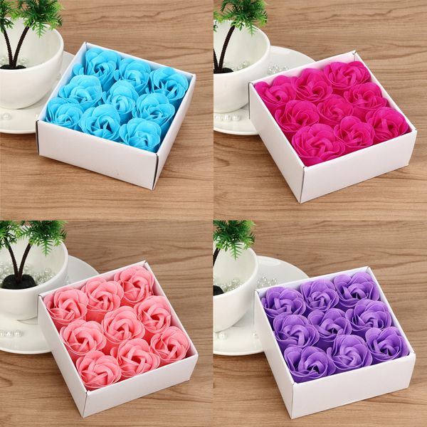 

2019 9pcs sweetly scented rose flower petal bath body soap wedding party flavor gift for luxurious bath soaps to give away