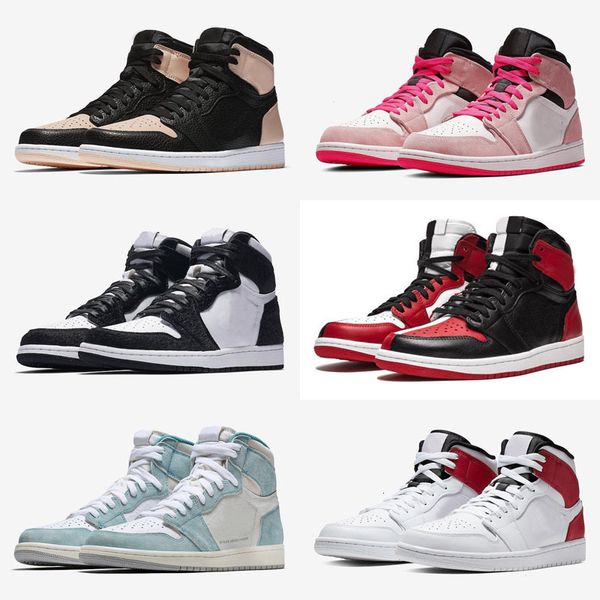 

new women man jumpman 1 z mist a panda cactus jack crimson dyed turbo green chicago gym red taxi kids basketball shoes sneakers, Black