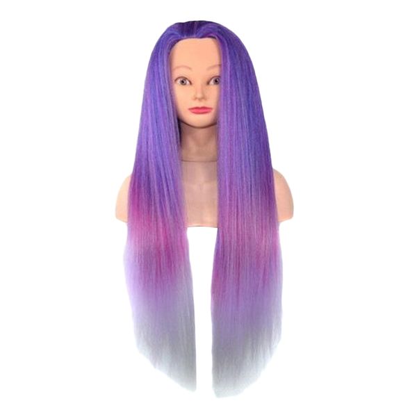 

23 inch synthetic hairdressing mannequin training head cosmetology styling manikin doll head with shoulder, White
