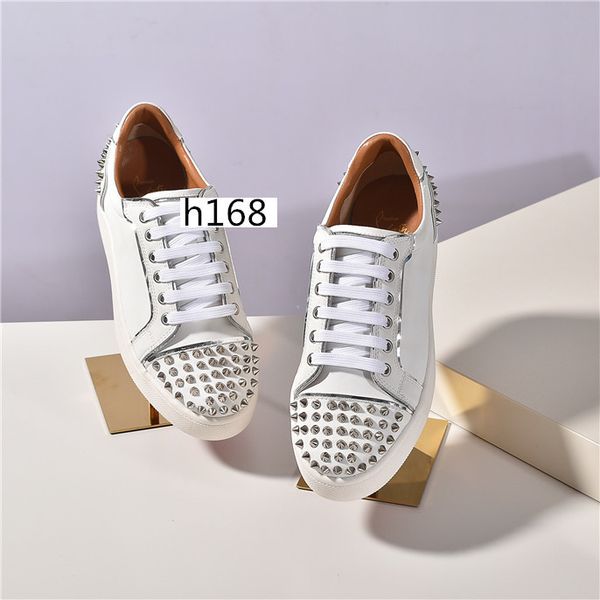 

mens red bottoms designer shoes spike suede leather men women flat fashion luxury casual shoes size 37, Black