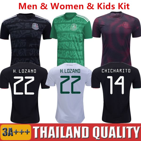 

19 20 mexico h.lozano dos santos chicharito soccer jerseys 2019 2020 sports football shirt man woman kids boy kit uniform, Black;yellow