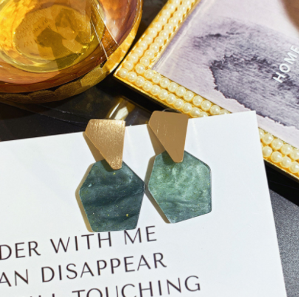 

simple geometric drop earrings for women green irregular acrylic dangle earrings statement jewelry party gifts, Silver