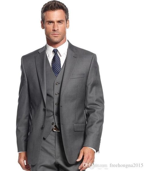 

fashion grey groom tuxedos notch lapel groomsmen mens wedding dress excellent man jacket blazer business suit(jacket+pants+vest) d66, White;black