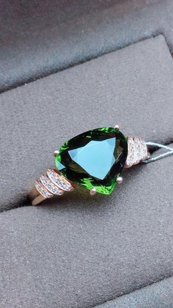 

fine jewelry real 18k rose gold au750 100% natural green турмалин 2.38ct бриллиантовые diamonds женские кольца для женщин fine ring, Golden;silver