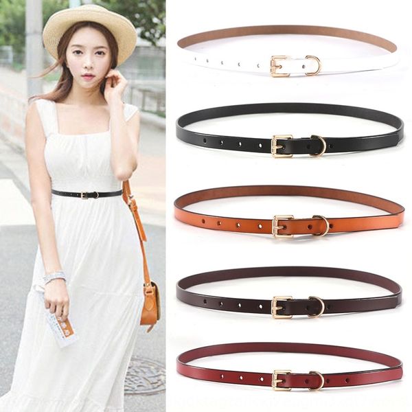 

small pin buckle gold ring alloy women's belt second layer cowhide pin casual pants casual pants belt, Black;brown