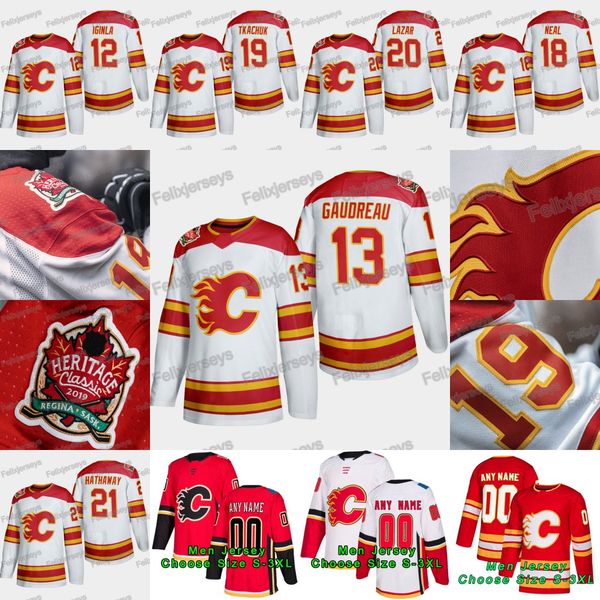 

13 johnny gaudreau 2019 heritage classic calgary flames 21 garnet hathaway curtis lazar matthew tkachuk james neal jarome iginla jersey, Black;red