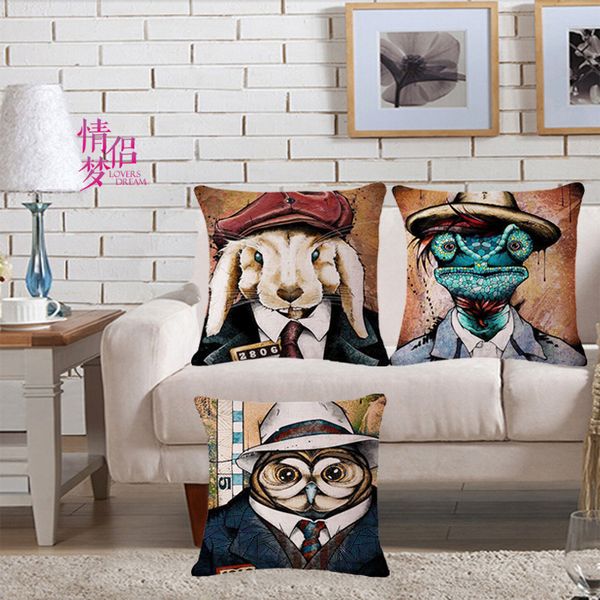 

originality animal cotton flax pillow back cushion loose coat