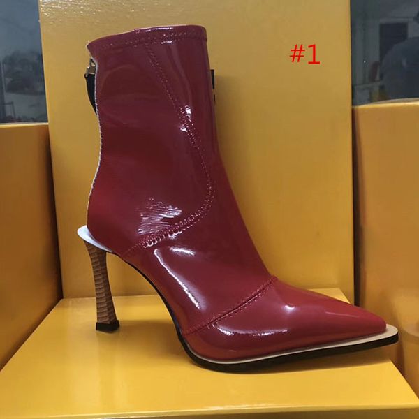 

2019fashion and quality 5 colors fashion designer women elastic leather high-heeled boots pointed high heel of middle tube breathable, Black