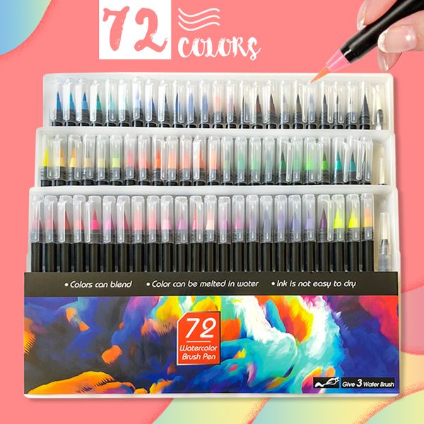 

72pcs colors art marker watercolor brush pens for school art supplies stationery drawing coloring books manga calligraphy