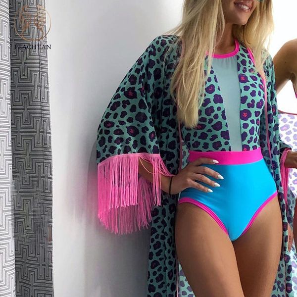 

peachtan leopard print bikini set 2019 deep v-neck mesh bathing suit transparent swimsuit female neon bikini woman swimwear, White;black