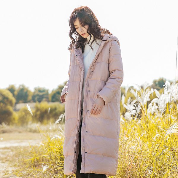 

2018 зима новый утолщение над коленом капюшоном минимализма вниз, Black