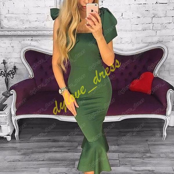 

2019 elegant arabic short mermaid plus size african black girl prom dresses vestidos de fiesta cocktail formal dress green evening gown
