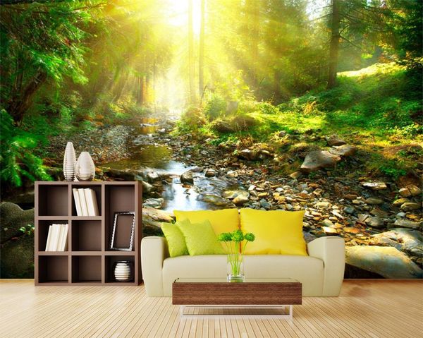 

self-adhesive] 3d forest stream under the sun 427892 wall paper mural wall print decal murals
