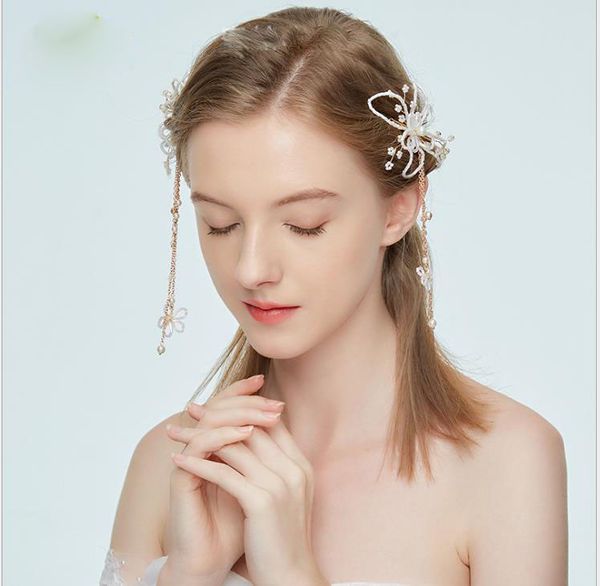 

bride's hand-made fringe clip wedding headdress cheongsam dress accessories hairpin hair accessories, Silver