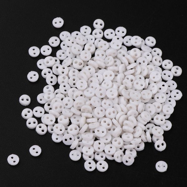 

set of 300 pieces 4mm 2 holes round mini buttons doll diy clothing white