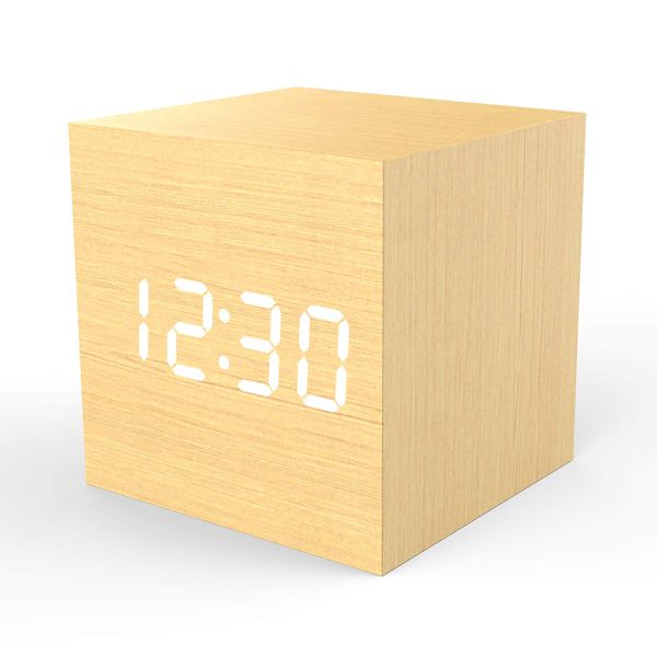

digital alarm clock 4 levels led light with big time date and temperature display 100% moso bamboo frame