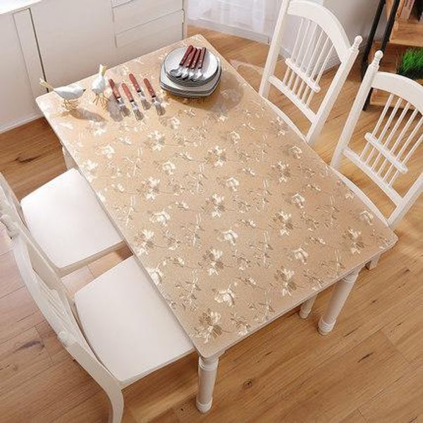 

1.0mm romantic champagne table cover pvc tablecloth waterproof tablecloth with kitchen pattern oil tablecloth glass soft cloth y200421