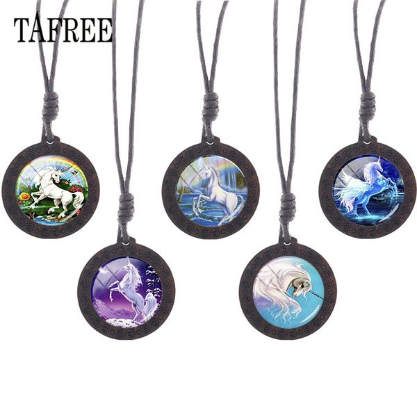 

wooden unicorn necklace glass animal horse unicorn p charms choker wood pendant rope chains jewelry c690, Silver