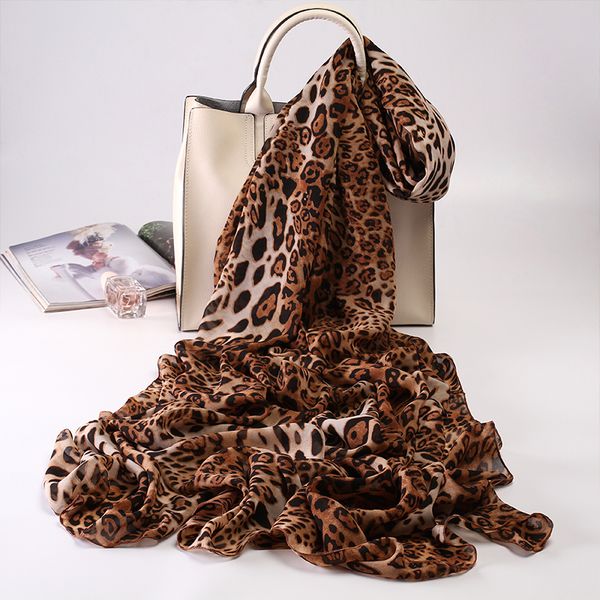 

leopard print scarf women autumn and winter with long chiffon thin more size 2018 new gauze