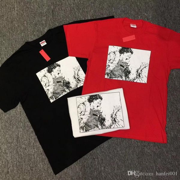 

17fw box logo akira arm tee anime hip hop comics printed skateboard t-shirt men women cotton casual cartoon t-shirt fashion hflstx012, White;black