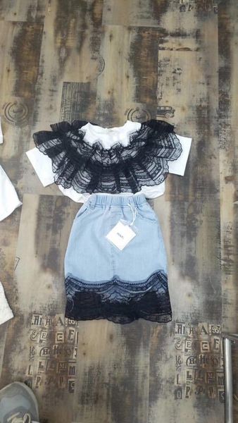 

2019 new wholesale girls denim ruffles skirt summer good quality fashion girls skirt 3-8t b546