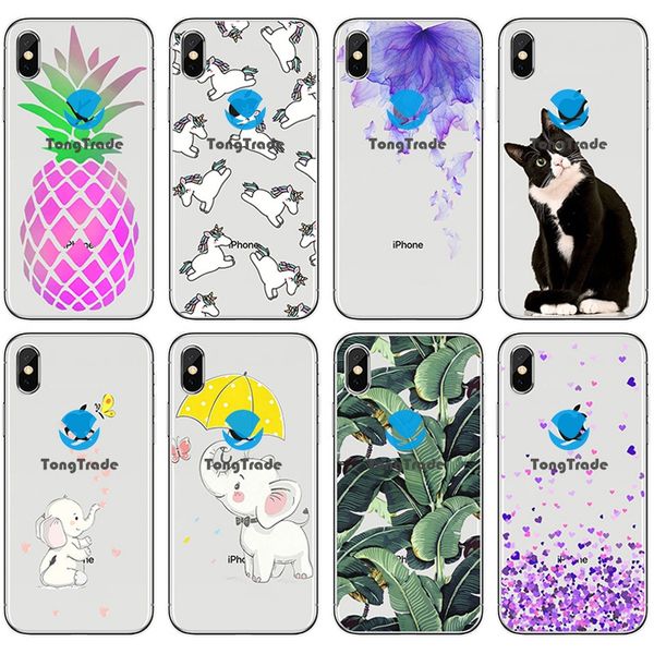

tongtrade] soft silicone tpu case for iphone x xs 11 pro max 8 7 6s 5s plus samsung note 10 9 8 pro custom elephant fruit pineapple case