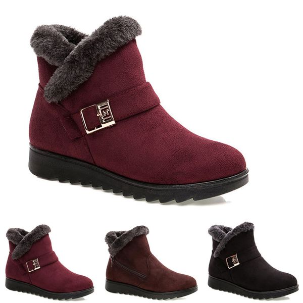 

ale non-brand winter women snow boots triple black wine red brown suede ankle boots mother shoes keep warm 36-40 item 31