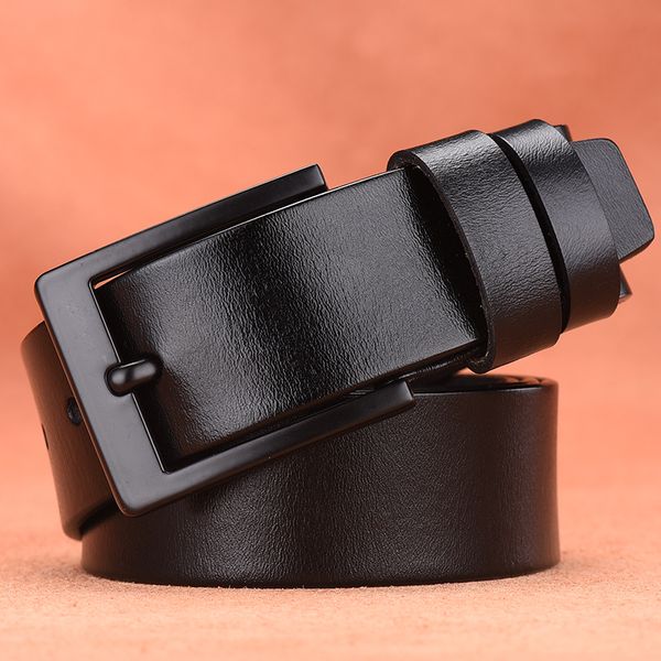 

lfmb]men belt leather belt men strap male gunine leather strap cow genuine leather luxury vintage pin buckle men belt, Black;brown