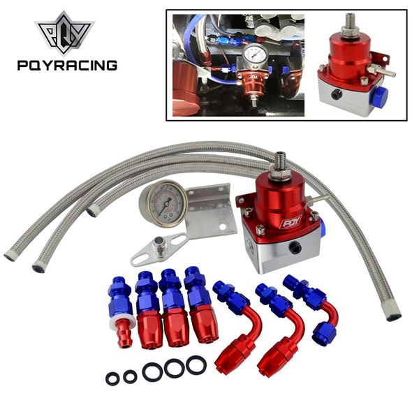 PQY – Universeller, verstellbarer Kraftstoffdruckregler, Öldruckanzeige, 160 psi, AN 6-Armaturenende, MIT/OHNE PQY-LOGO + AUFKLEBER PQY7843R