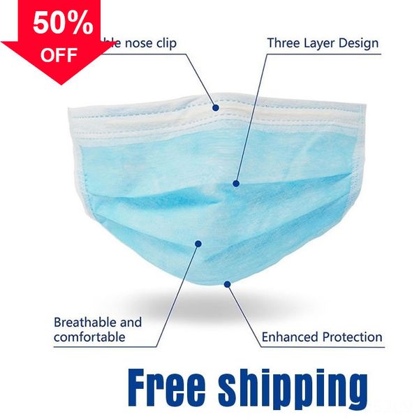 

disposable dust 3 kn ear layers mouth 7fler masks elastic protective in stock face mask anti 95 loop filter safety fast shipp, Blue