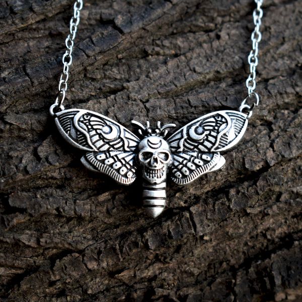 

1шт смертей голова череп моль ожерелье, Silver