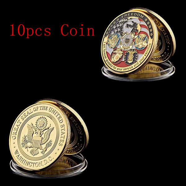 

10pcs US Freedom Eagle Core Values Challenge Coin US Military Challenge Coin Badges Souvenir Metal crafts