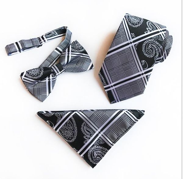 

2019 three sets of polyester jacquard 8 cm necktie pocket towel, Blue;purple