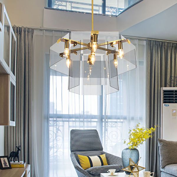 Teaegg Modern Family Living Room Chandelier Golden Light Luxury Nordic Modern Simple Bedroom Dining Room Chandelier Multi Pendant Lighting Brass