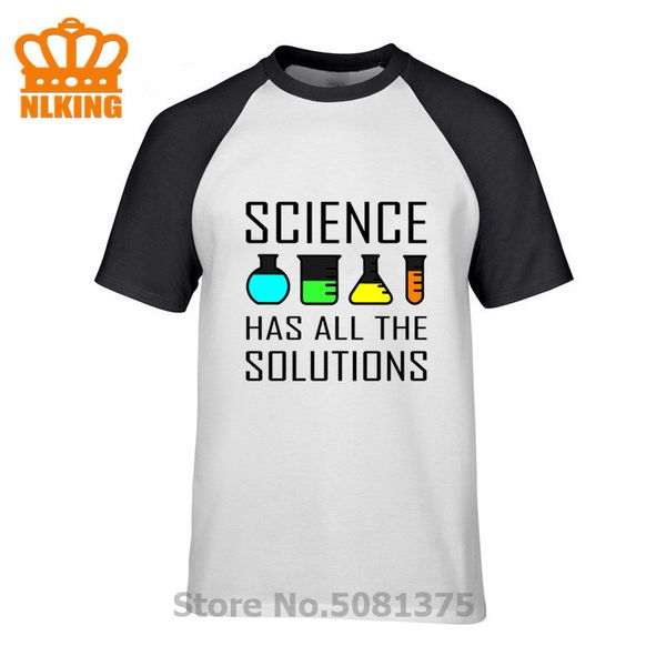 

funny letters science has all the solutions t shirt men 100% cotton summer printed t-shirt casual tees male short sleeves, White;black